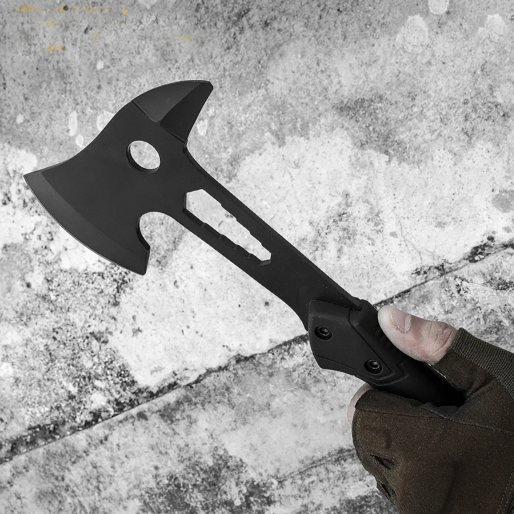 New outdoor multi-purpose open mountain axe with hexagon board hand and all black rubber handle fire axe