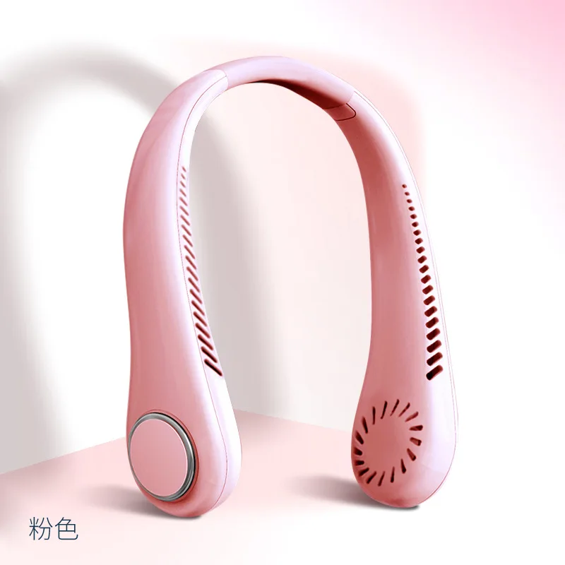Portable Rechargeable vaneless Neck Fan Cooler Adjustable 360 Degree rotation 3 Speed Neck Fan Sport Outdoor Air Cooling Fan