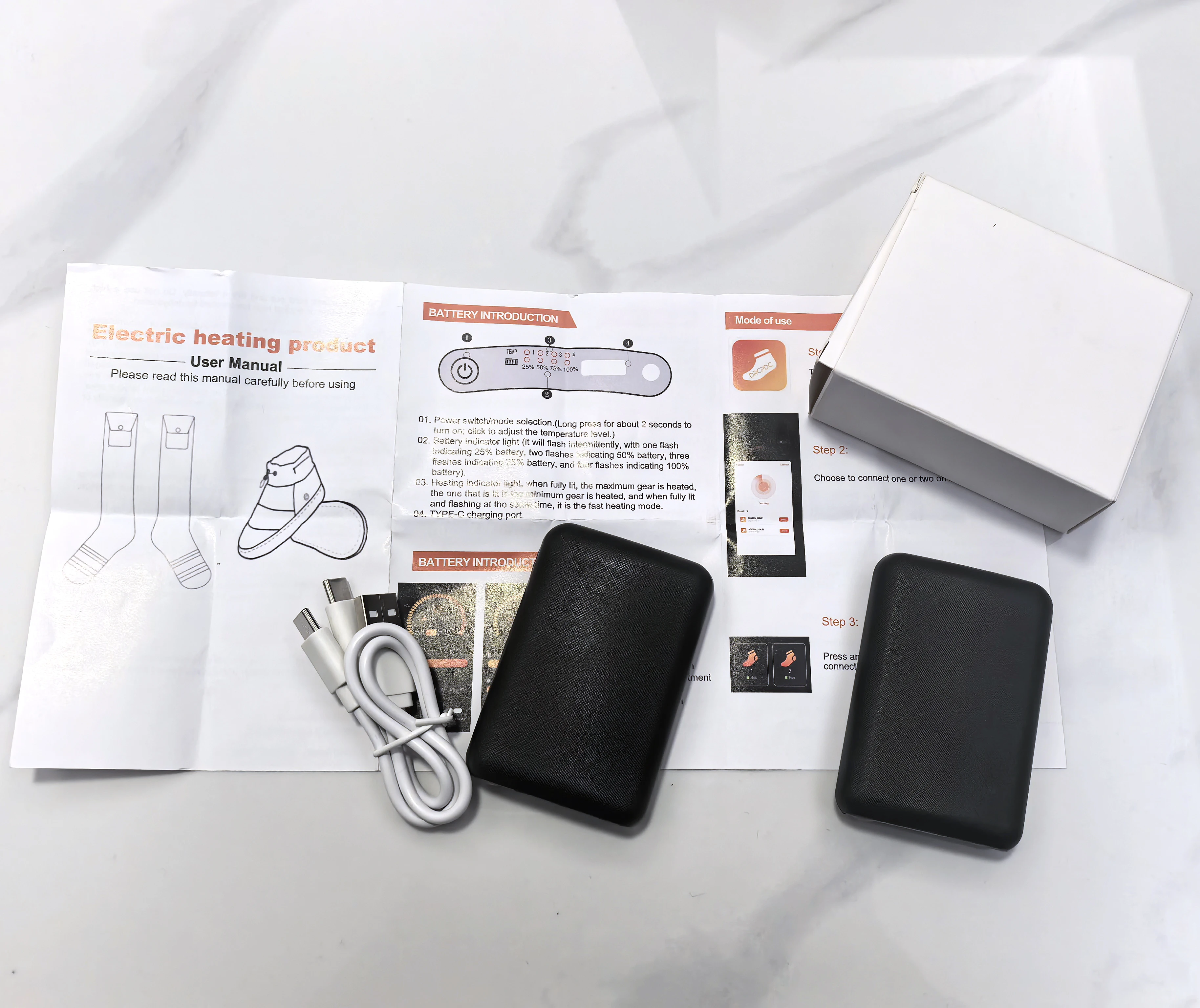 2packs power bank 5000MHA App-controlled power supply electric heating products
