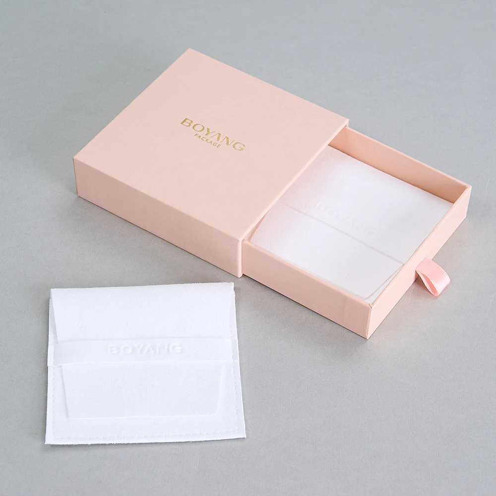 Custom White Jewelry Dust Gift Bags Microfiber Jewelry Pouch and Box Packaging