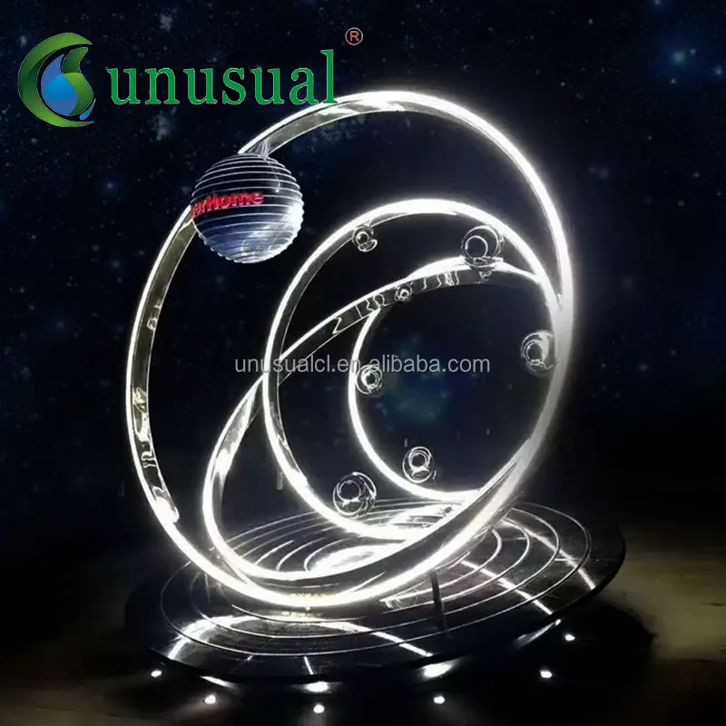 outdoor large hollow stainless steel sphere garden decorative metal balls 3d satellite moon earth Motif sculpture landscape