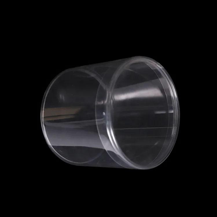 Clear PVC Cylinder Box round Clear Plastic Container with Embossing Recycled Materials for Blister Use