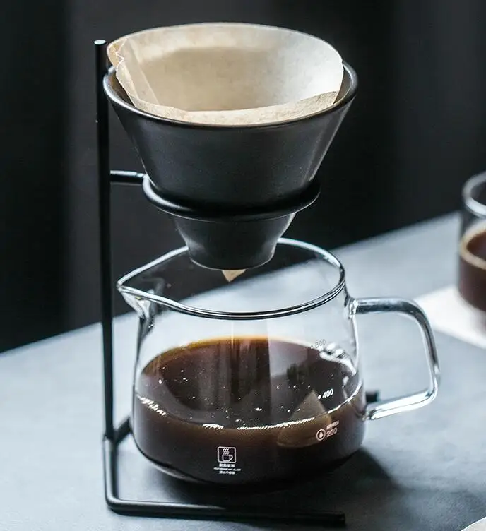 Hand Brewed Coffee Filter Set with V60 Porcelain Coffee Hand Brewing pots pour over coffee kettle pot dripper stand cup 304