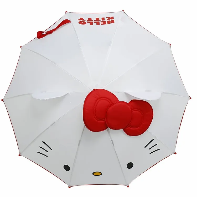 Cute Cat Shape Bowknot Children Cute Animal Print Automatic Small Umbrella With Ears