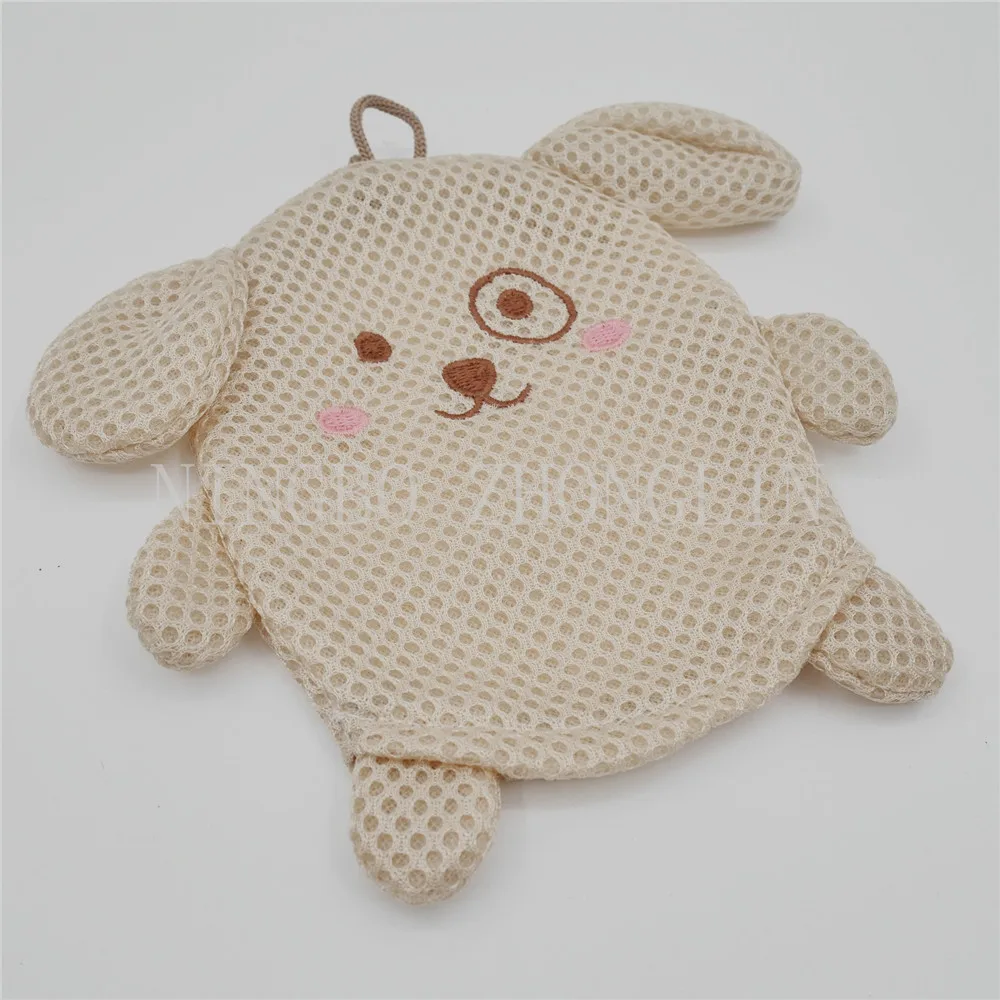 Kids bath mitt lovely rabbit Shower puff Sandwich Fabric bath mittens