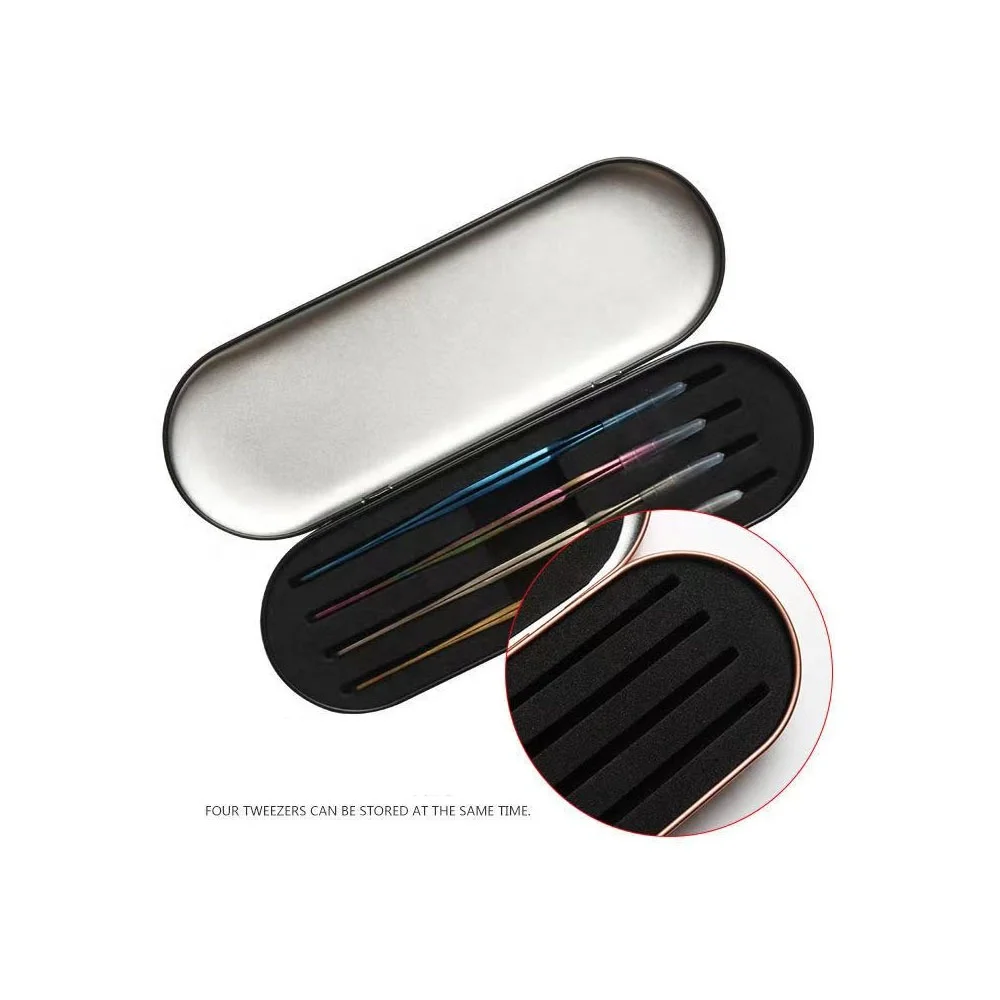 2022 popular Tinplate eyelash extension Tweezers case lash tweezers storage box