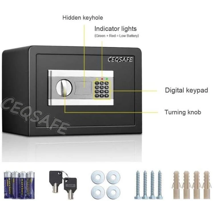 CEQSAFE High-end Mini Size Black Home Cash Box Electronic Money Safe Box