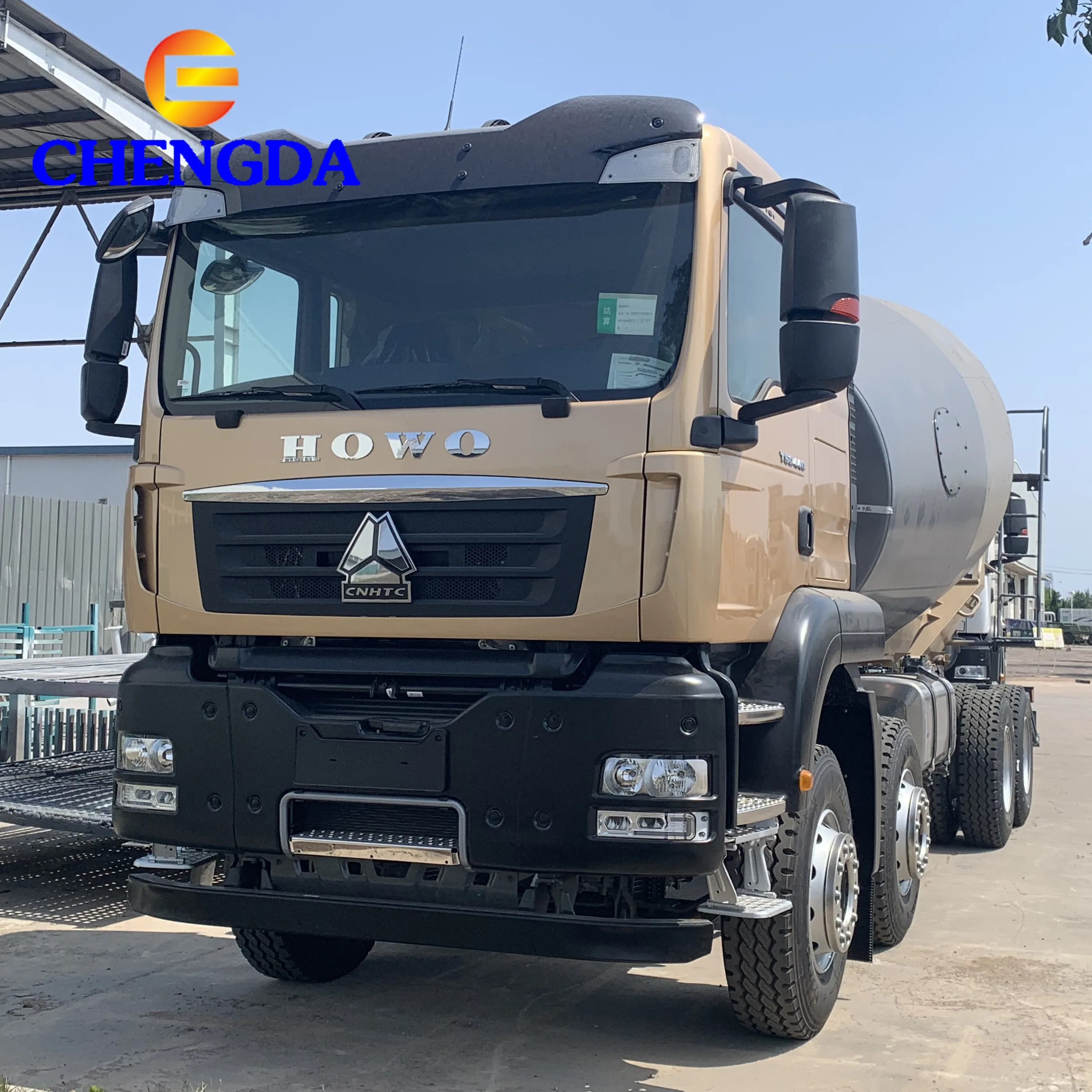 Stock New Sinotruck Howo T5G 8x4 12 Wheels 440HP 7 cubic meters 12m3 Mobile  Cement Concrete Mixer Truck