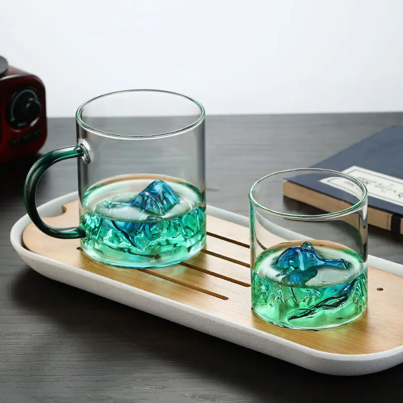 Горячая распродажа боросиликатная 180 мл 300 380 горная стеклянная чайная чашка в японском стиле горный дизайн