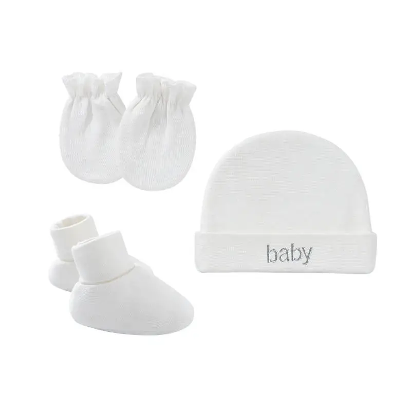 Gorros y calcetines para Hot style new thin newborn infant hats and gloves set baby fetal  with mittens chirp tail hat set