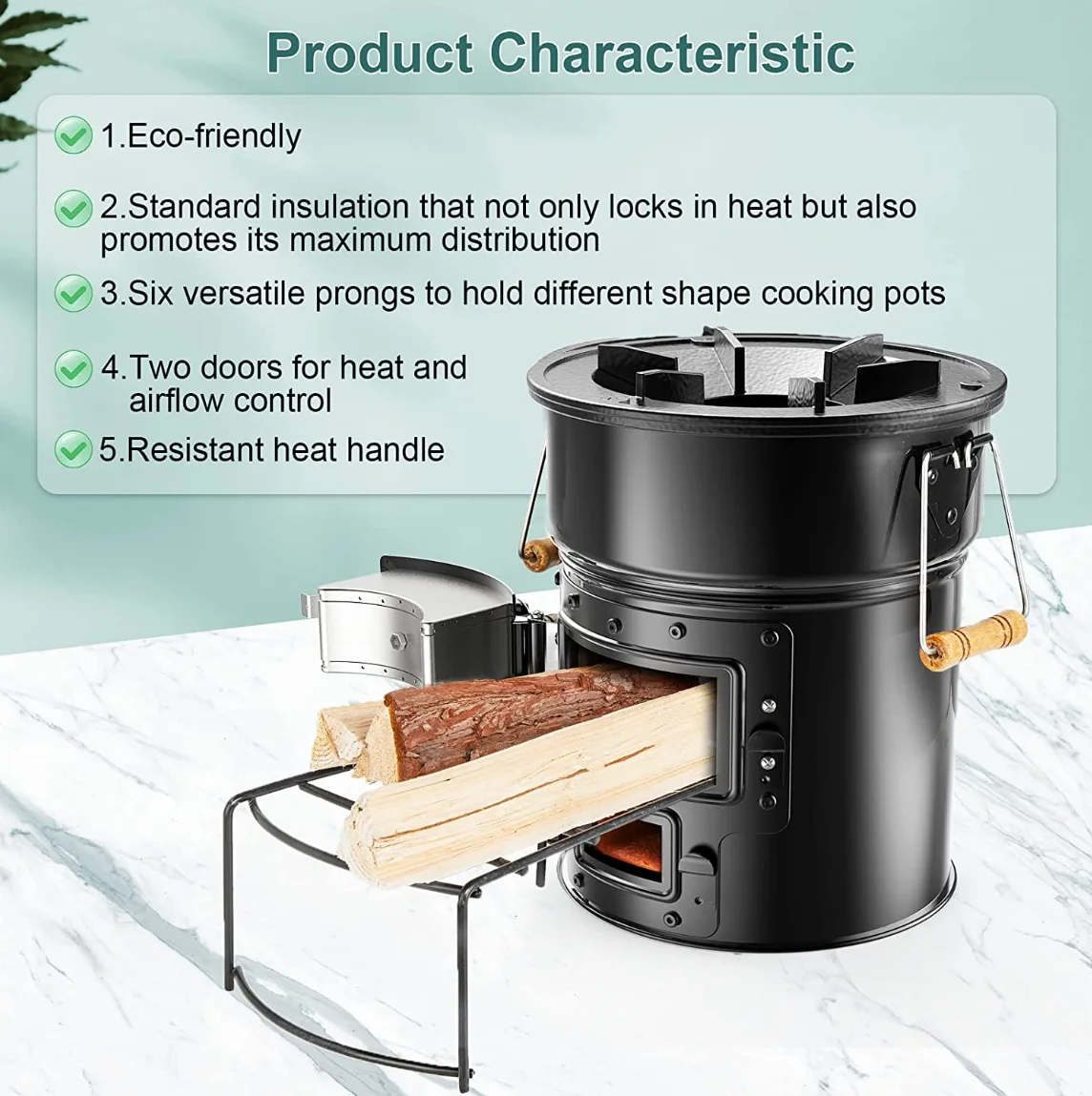 Clean cookstove energy saving wood burning stove fule saving portable camping stove