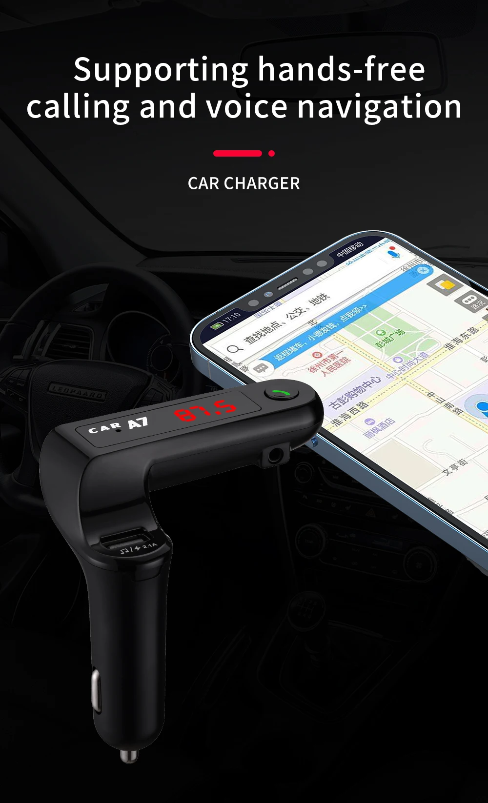 3 ways To Play UsB Drive+TF Card+Wireless 5.0 CAR CHARGER