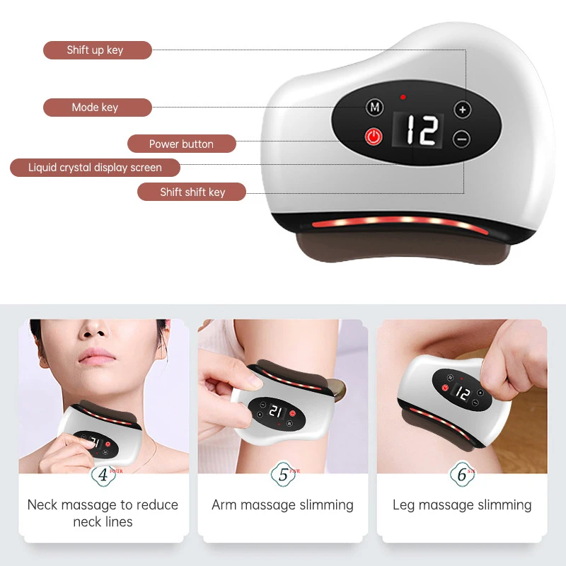 Arc Scraping Warm Compress Natural Facial Massage Heating Intelligent Electric Gua Sha Massager Real Bian Stone Gua Sha