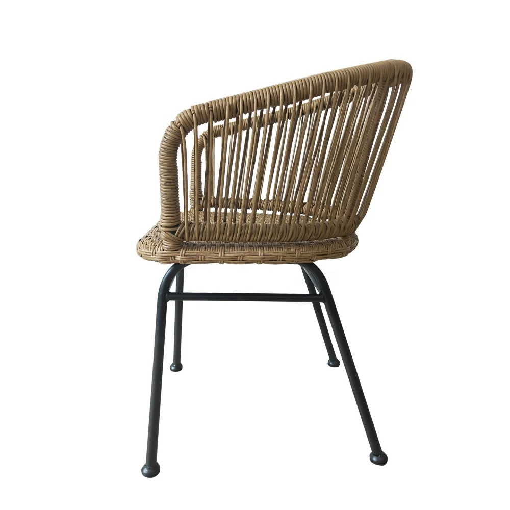 Beach Bar Wicker Rattan Metal Frame Hotel Room Restaurant Chair Dining Modern Armchair