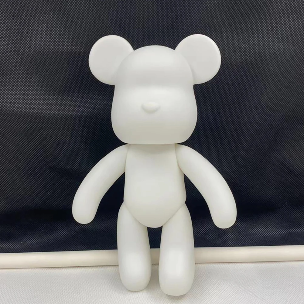 Free Tools Purple Grid Fluid bear Doll DIY Painting Teddy White Bear Doll Ornament Model Toy Violent Eerie Fluid Bear