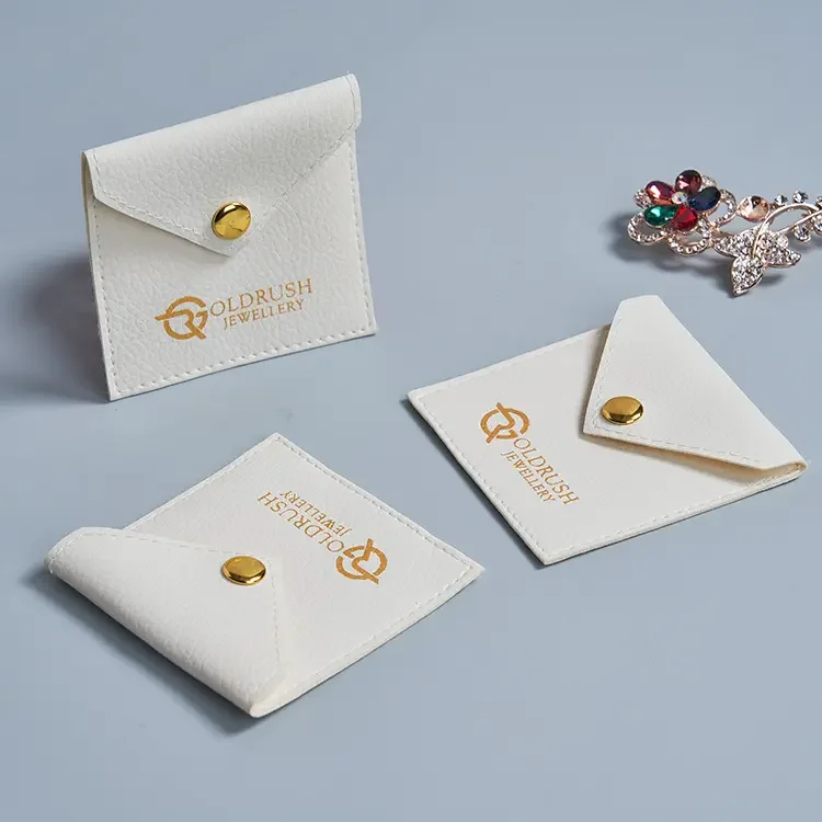 Best reviewed Custom jewelry packaging pouch leather jewelry pouch with emboss logo microfiber pouch packaging for jewelry