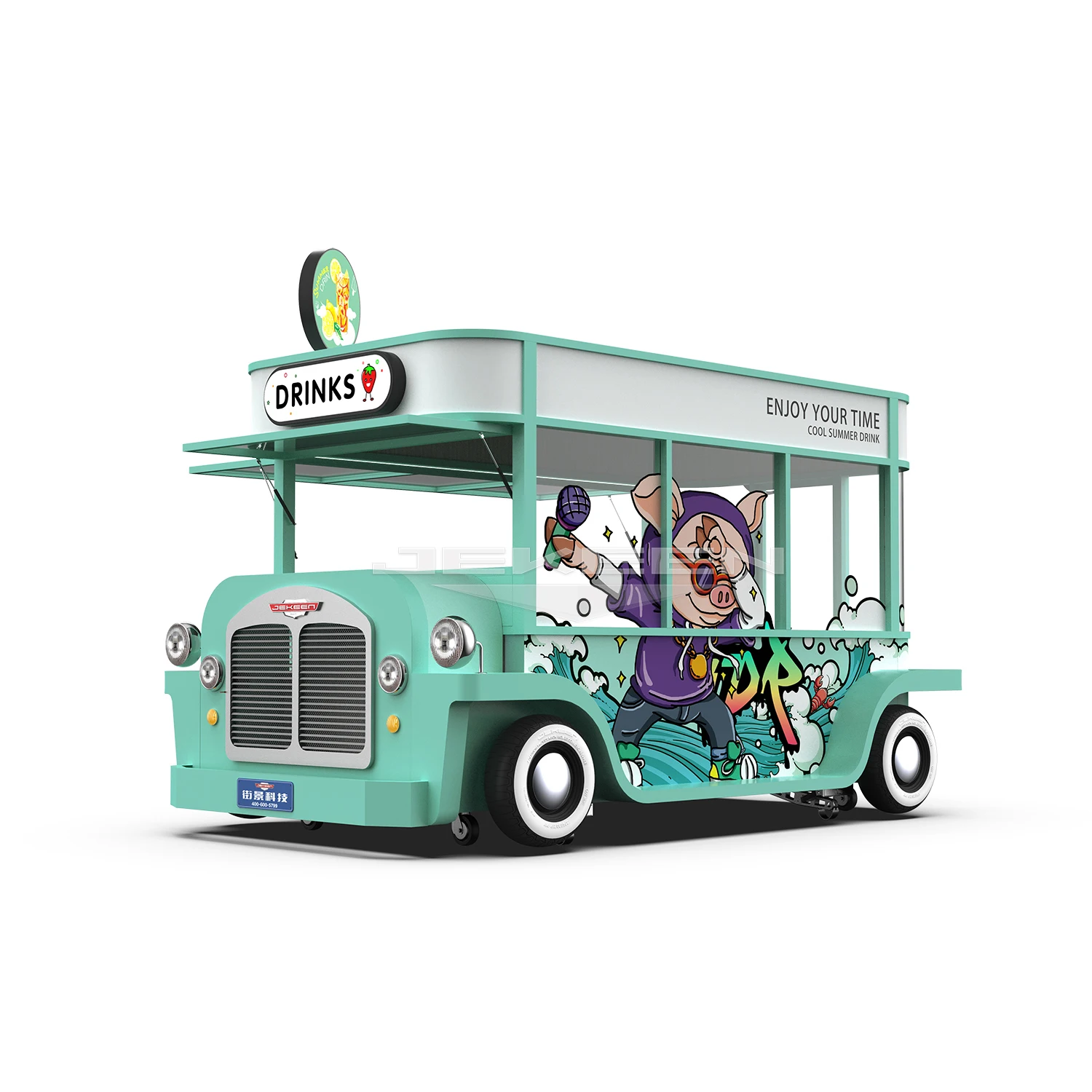 Jekeen factory stainless steel Food Truck Coffee  Mobile trailer Restaurants koisk for Korean Japan Market of Miko