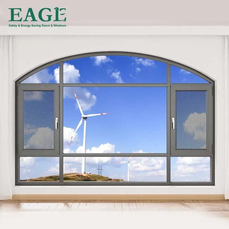 Modern aluminum windows swing top hung  tilt turn open way for option
