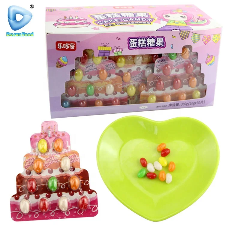 Wholesale Custom Halal Colour Cake Shape Jelly Bean Soft Candy For Kids