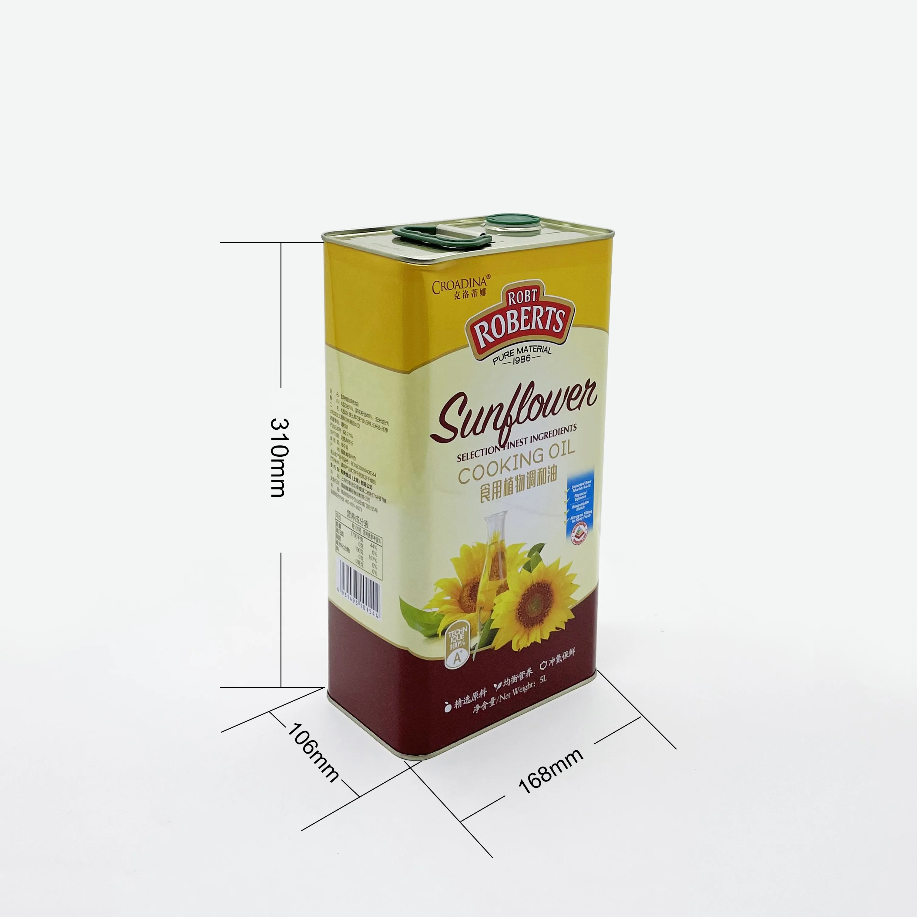 5litre empty tin can for oil packaged square sunflower oil metal tin cans
