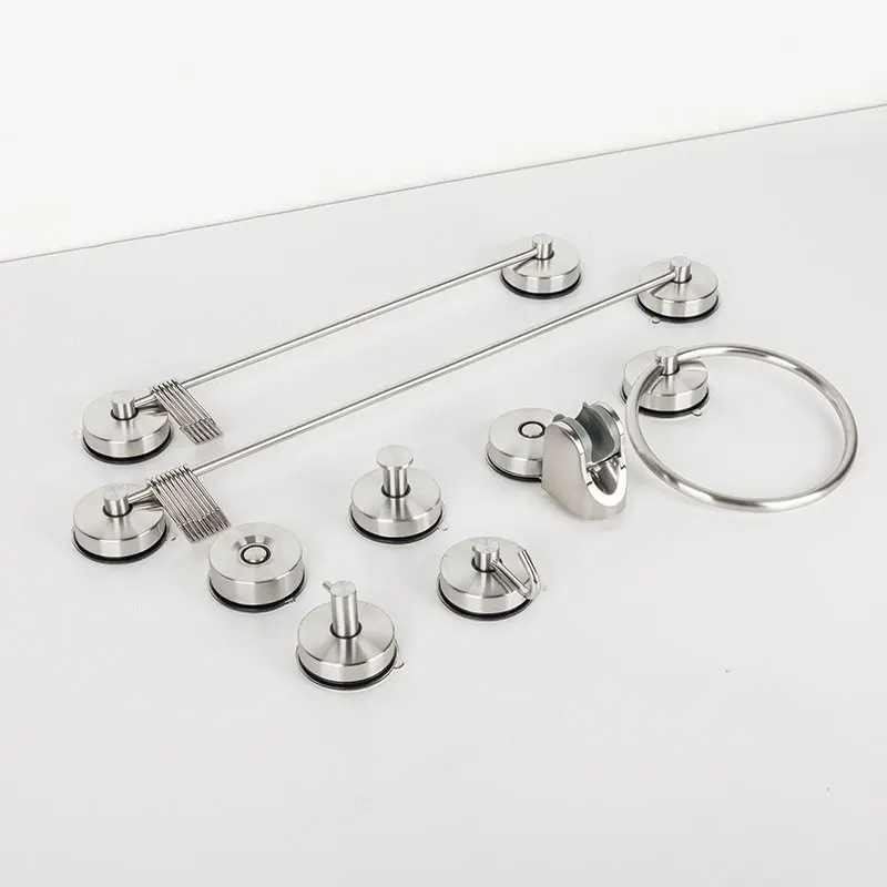 Bathroom Accessories Set Luxury Stainless Steel Suction Cup Hooks Shower Head Holder Towel Ring Hardware Kit