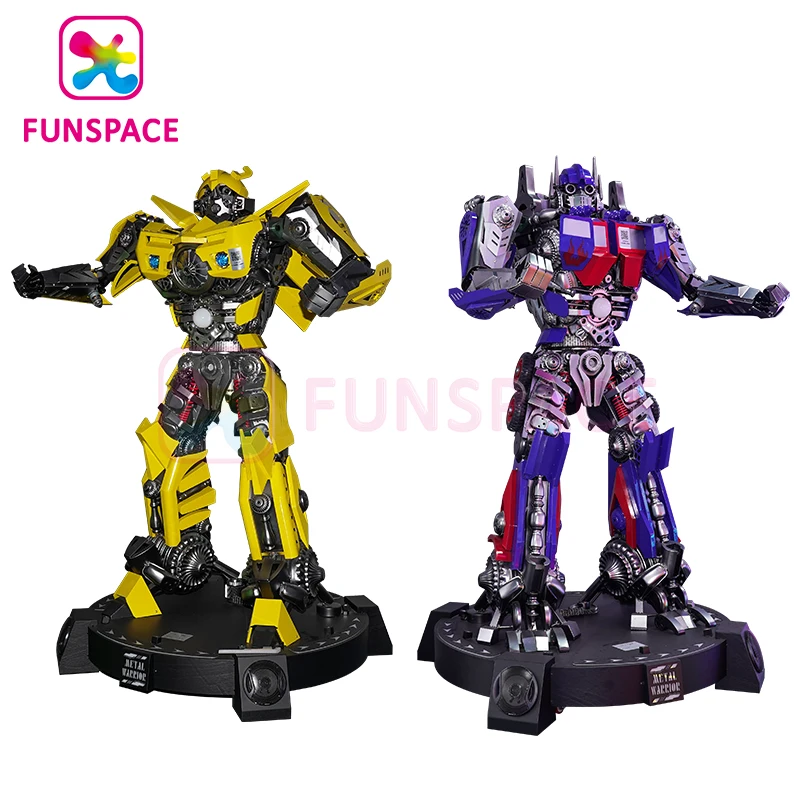 Funspace Game Center Large Yellow Blue Robot Metal Steel Model Transformer Welcome Robot