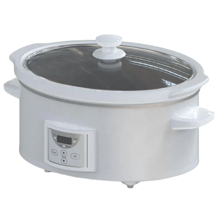 6-Quart Set & Forget Electric Digital Programmable Slow Cooker stone ceramic crock pot with white color
