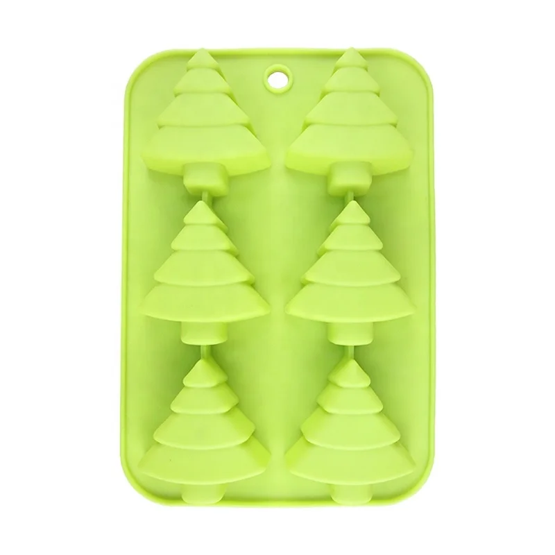 Low MOQ 3D 6 Cavity Tree Shape Silicone Candy Mould Christmas Silicone Gummy Moulds For Baking