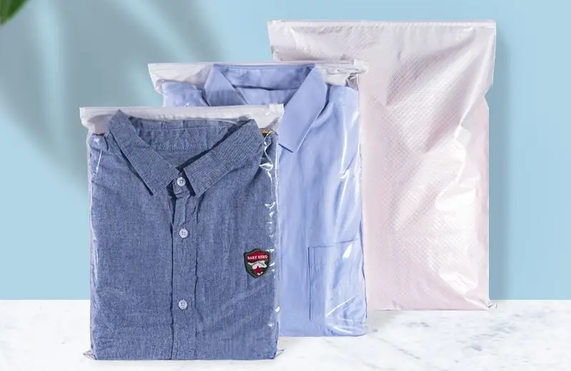 Custom Recycled Plastic Apparel Shipping Pouch Slide Zippers Top Lock Clothing Packing Bag Underwear Socks Logo PVC PET