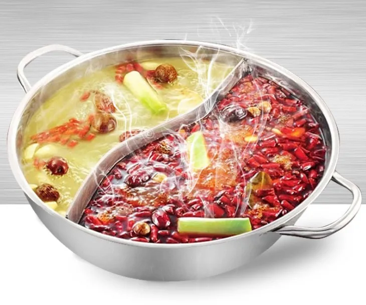 Hot Sale Stainless Steel Cooking Pot Induction Hot Pot Shabu Shabu Pot With Divider