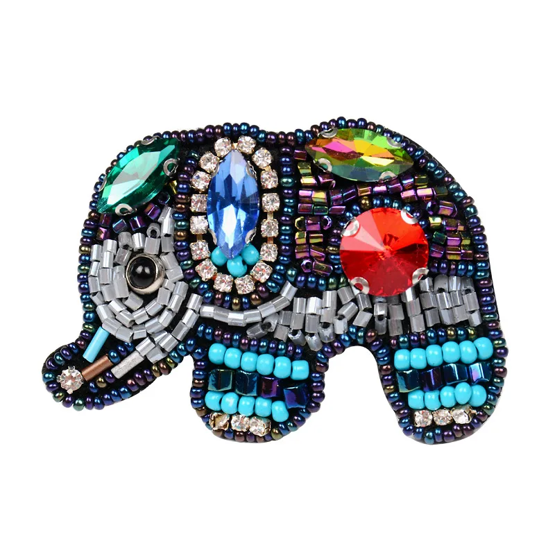 
GUGUTREE embroidery beaded elephant patch cartoon patches badges applique patches for clothing SK-45 