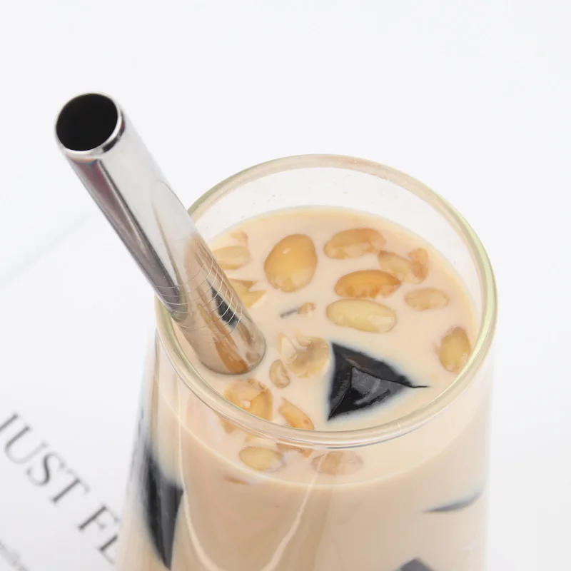 LOW MOQ Stainless Steel Smoothie Straws Wide Reusable Rainbow Metal Straws Fat Boba Straw for Bubble Tea