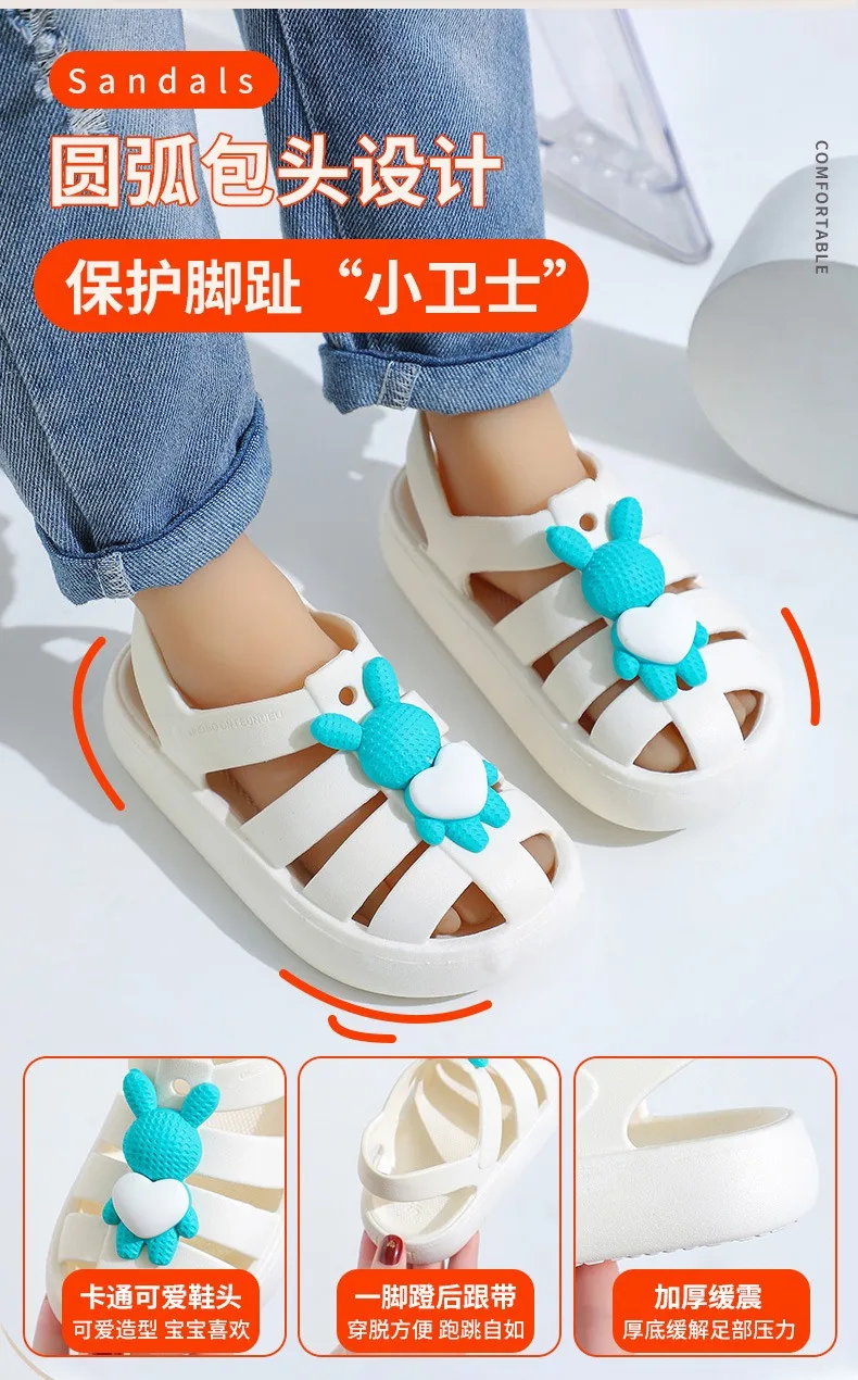 Summer Children Kids Sandals Toddler Girls Soft Casual Shoes Kid Candy PVC Beach Shoes Children Roman White Black sandalias