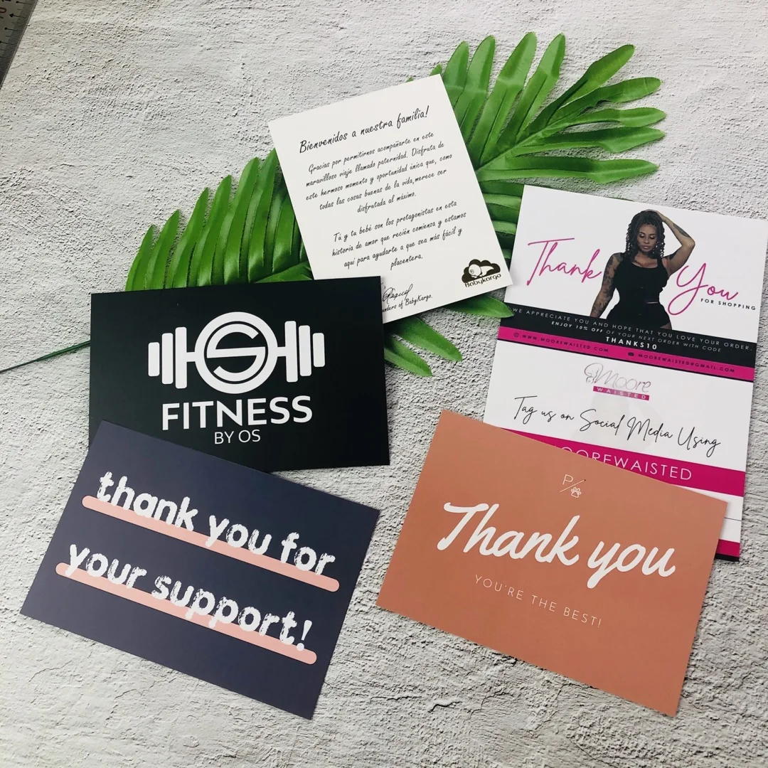 thank you cards low MOQ postcard high quality invitation card your design giftcard custom business card with your logo words