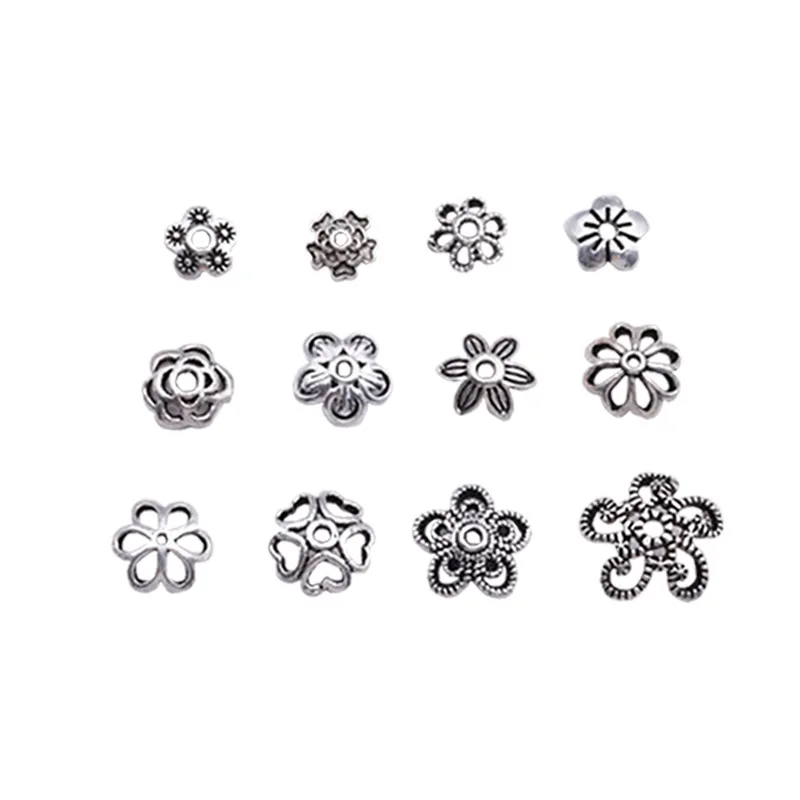 High Quality Jewelry Spacer Beads Antique Sterling Silver Metal Floral Flower Bead End Caps