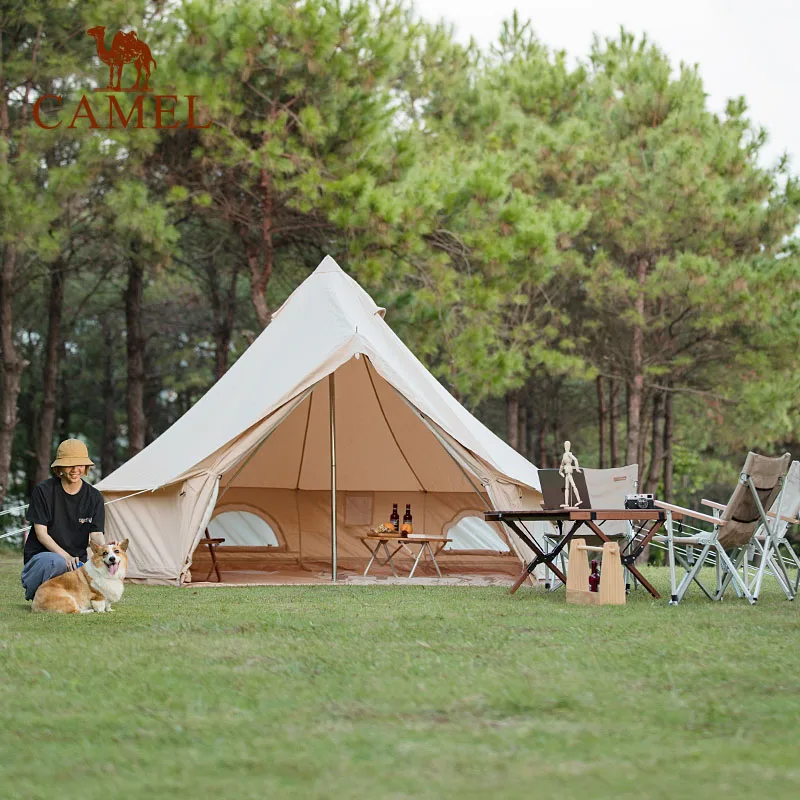 Туристическая палатка Camel на 5-8 человек Брезентовая уличная с колокольчиком из хлопка и холста роскошная