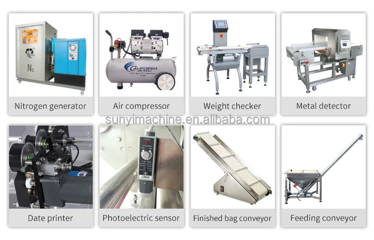 multihead weigher metal detector production line Backseal bag vertical snacks granule Packaging Machine with date Print