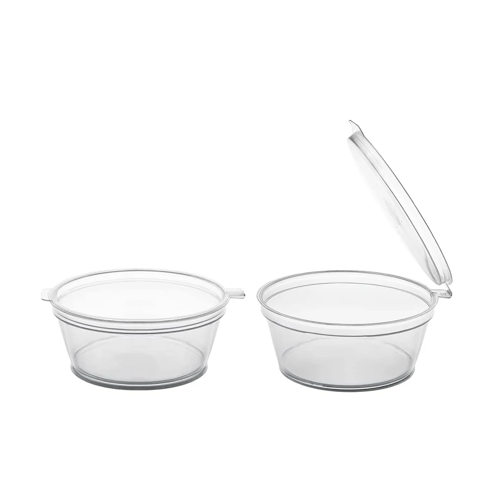 Disposable takeaway plastic small 1oz 4oz souffle portion cups condiments dipping sauce cups with lids