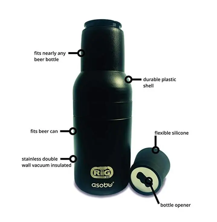 Double Walled Stainless Steel Beer Bottle, Eco-friendly Beer 2 Go Vacuum Insulated stainless steel can cooler and bottle holder