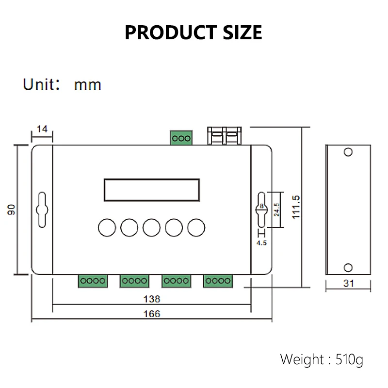 DC 5V 12V 24V Ethernet to SPI / DMX 512 LED Stage Digital Pixel Light Converter Controller 4 Way Port 4 Channel 7A/CH ArtNet-SPI