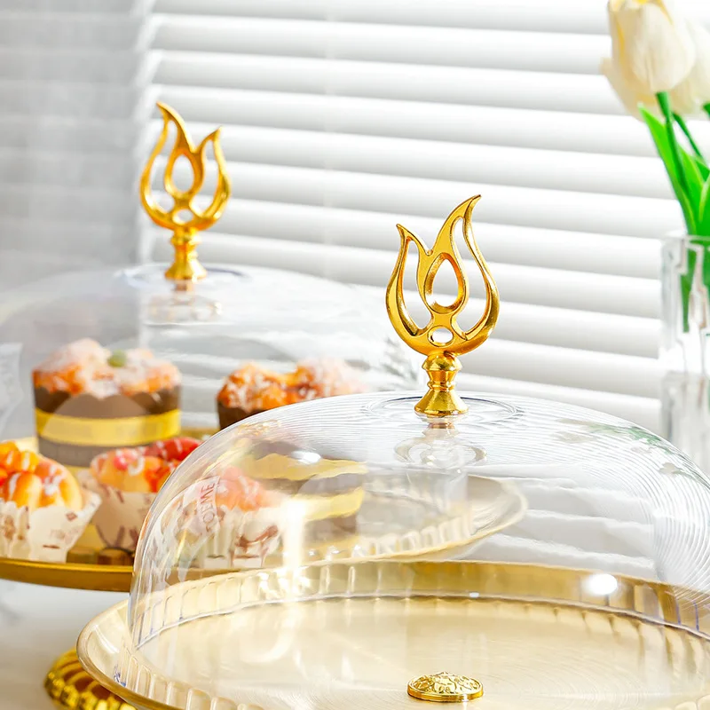 New New Fruit tasting display plate food dust cover pastry dim sum tray with transparent lid round box