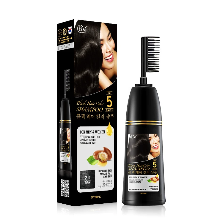 ppd free natural black hair dye shampoo color semi permanent korean hair color shampoo for man