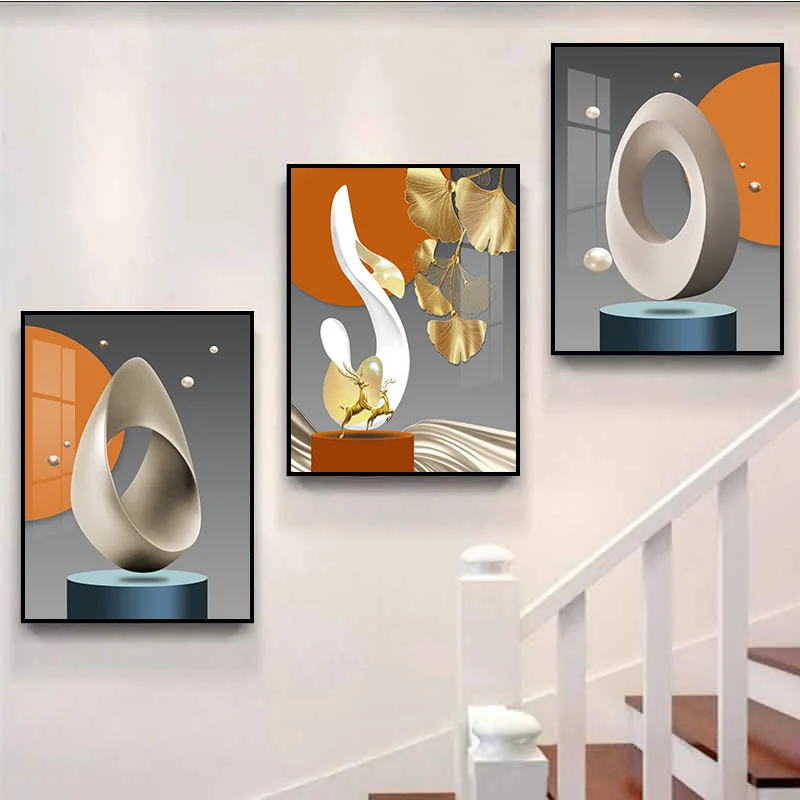 Huamiao Настенная картина в рамке для гостиной фантазийный пейзаж стеклянная живопись