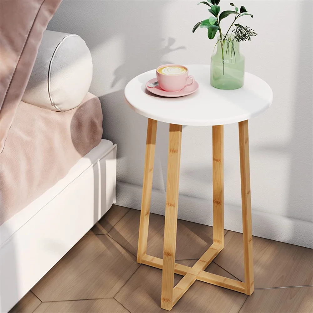 Modern Nightstand Round Side End Accent Coffee Table for Living Room Bedroom