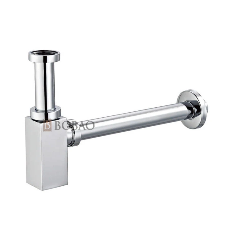 Bathroom Accessories Basin Siphon Brass Square Modern Sink Decorative Bottle Trap