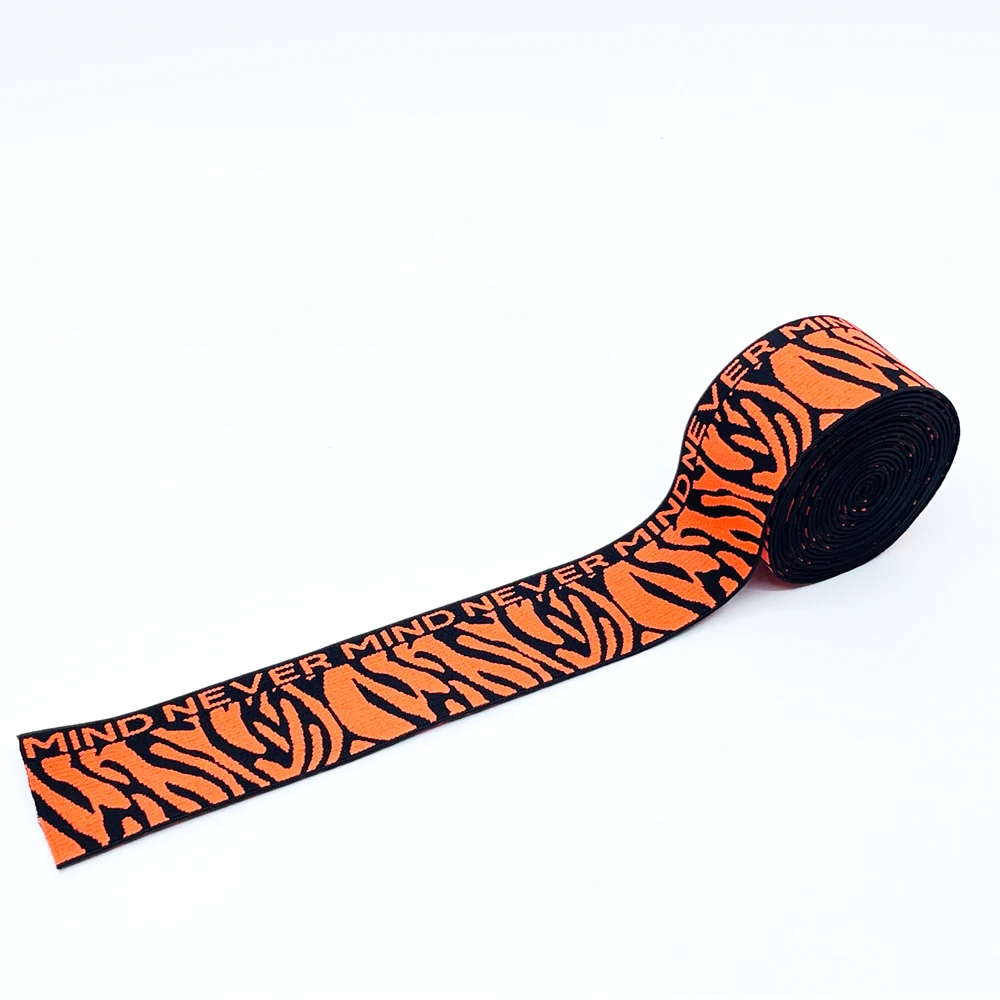 
Professional supply jacquard elastic band 40mm color zebra pattern logo 4cm Animal linessoft elastic band for strap 
