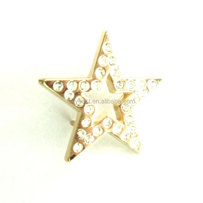 Лидер продаж, новые продукты, рекламные блестящие металлические значки со стразами в форме золотой звезды