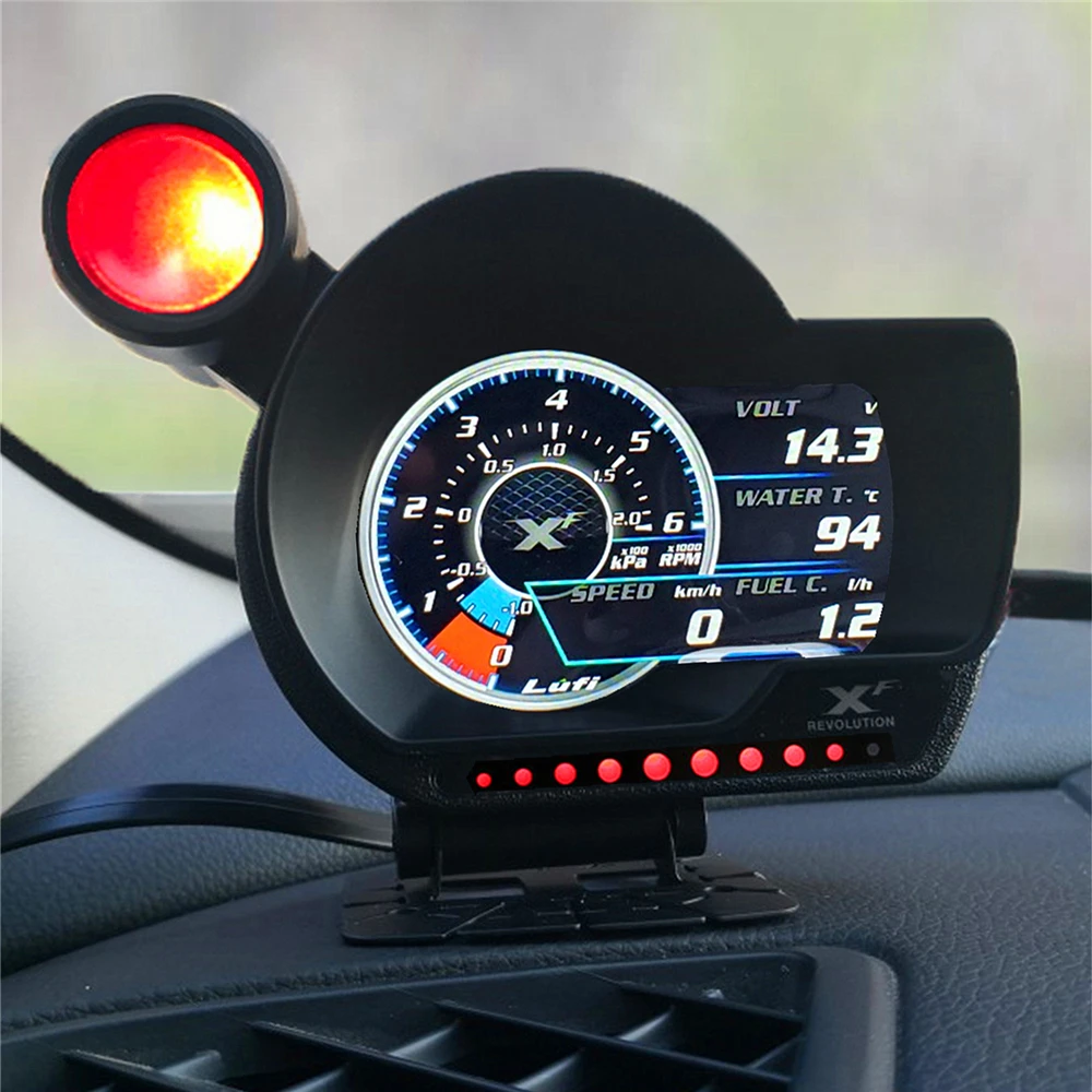 OBD2 Lufi XF Boost Water Temp Car Gauge Digital Oil temp Speed Tachometer Ext Temp Volts Alarm Clock Multifunction Meter