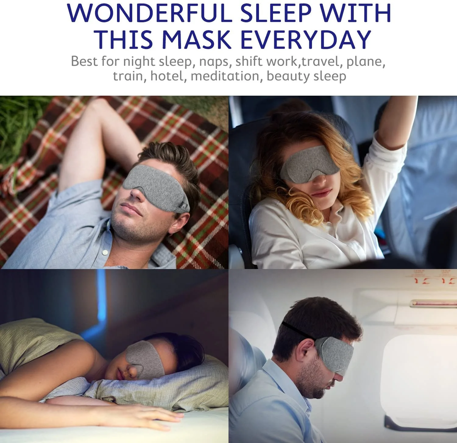 Cotton Sleep Eye Mask Light Blocking Sleep Mask Eye Blinder for Travel/Sleeping/Shift Work