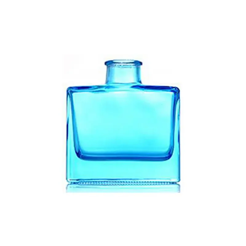 wholesale customized color glass rectangle reed diffuser bottle with cork lid